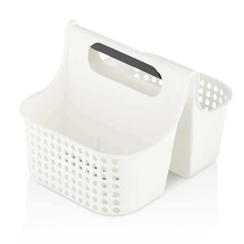 ORGANIZER PRODUIT MENAGER 2 COMPARTIMENTS 26X21X18 CM MIX BLANC/GRIS