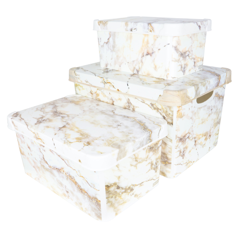 3 BOITES DE RANGEMENT DESIGN MARBRE (19X28X13 / 23X34X16 / 29X29X23 CM