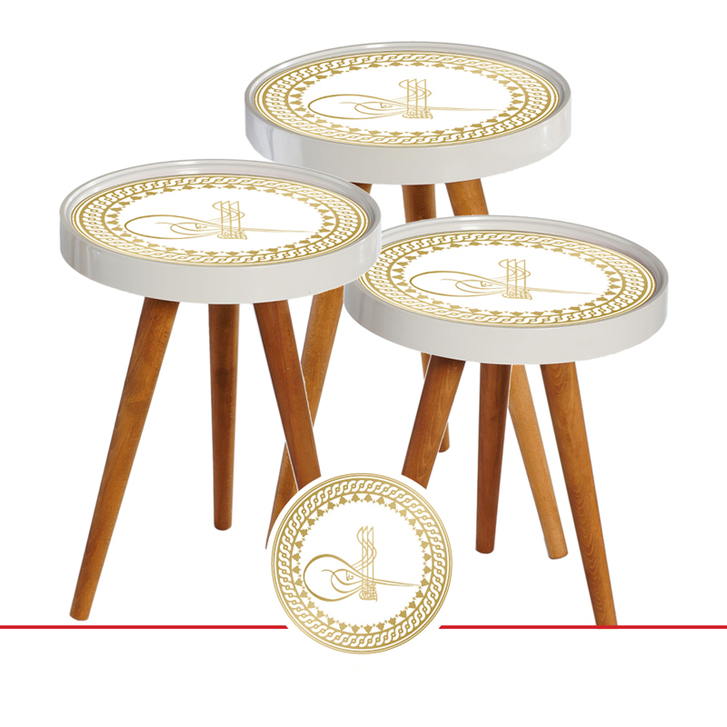 SET 3 TABLES DECO LUXE COUVERCLE VERRE - Ø39 60 CM- 52CM - 48 CM