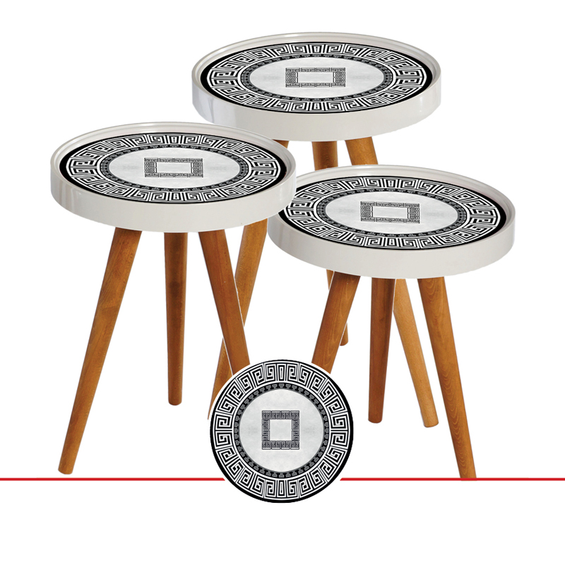 SET 3 TABLES DECO LUXE COUVERCLE VERRE - Ø39 60 CM- 52CM - 48 CM