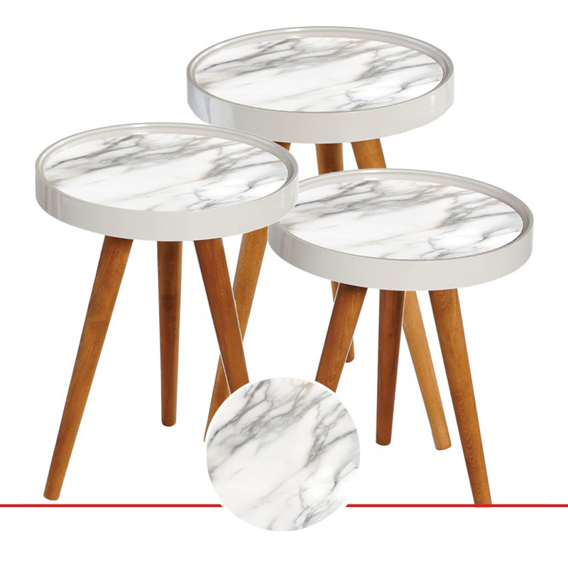 SET 3 TABLES DECO LUXE COUVERCLE VERRE - Ø39 60 CM- 52CM - 48 CM