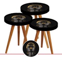 SET 3 TABLES DECO LUXE COUVERCLE VERRE - Ø39 60 CM- 52CM - 48 CM