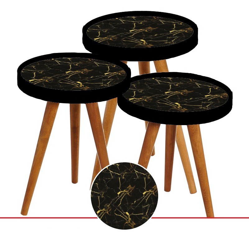 SET 3 TABLES DECO LUXE COUVERCLE VERRE - Ø39 60 CM- 52CM - 48 CM