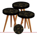 SET 3 TABLES DECO LUXE COUVERCLE VERRE - Ø39 60 CM- 52CM - 48 CM