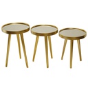 SET 3 TABLES DECO LUXE MIROIR OR - Ø39 60 CM- 52CM - 48 CM