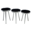 SET 3 TABLES DECO LUXE MIROIR ARGENT - Ø39 60 CM- 52CM - 48 CM