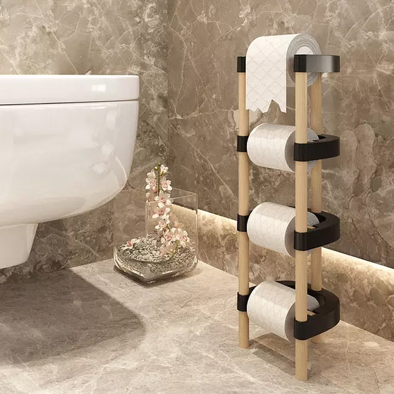 PORTE PAPIER TOILETTE BOIS - 17 X 15 X 57 CM