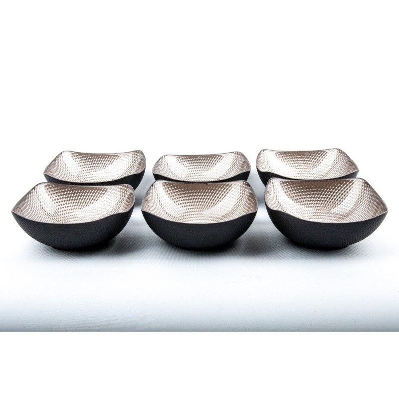 SET 6 BOLS DESIGN PLATINE