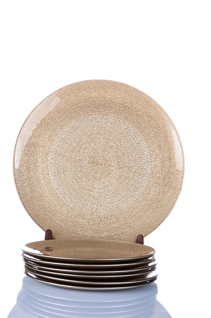 SET ASSIETTE SERVICE 26 CM + 6 ASSIETTE DESSERT 19 CM  COULEUR OR