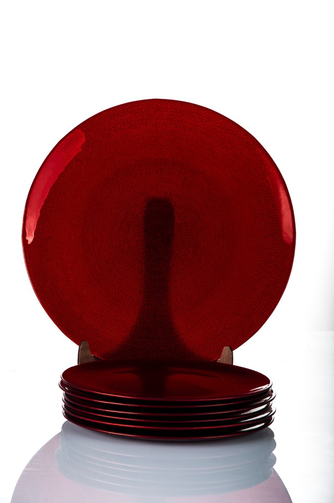 SET ASSIETTE SERVICE 26 CM + 6 ASSIETTE DESSERT 19 CM  COULEUR ROUGE