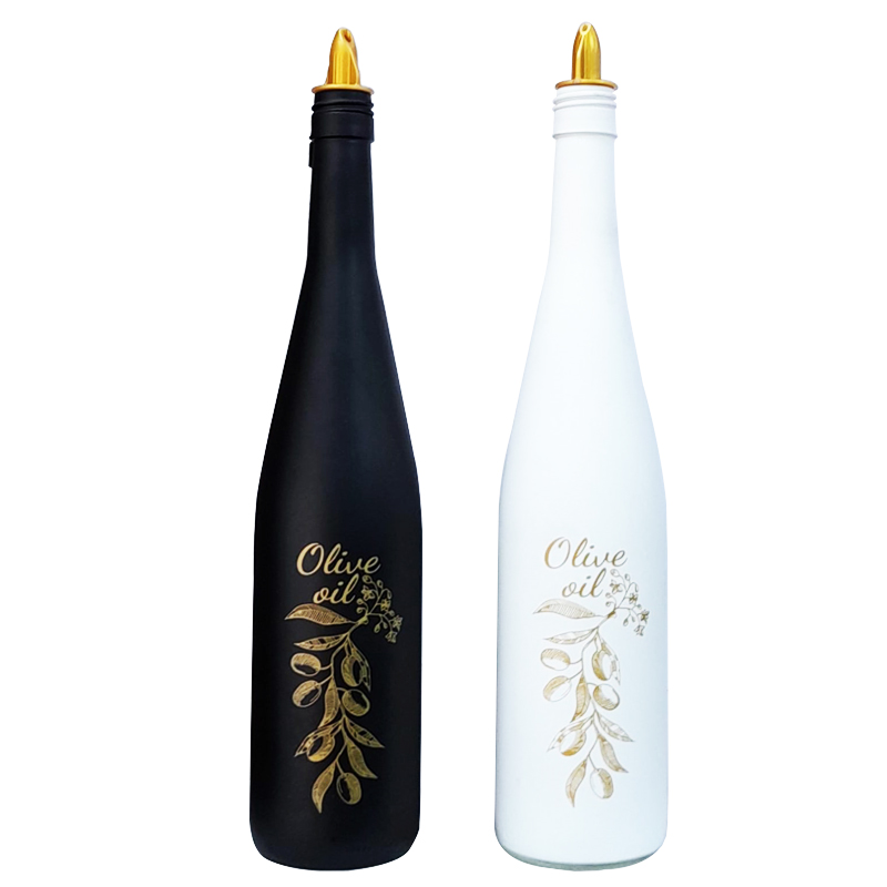 BOUTEILLE OLIVE VERRE 750CC BLANC/NOIR