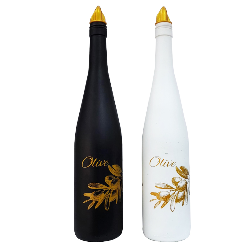 BOUTEILLE OLIVE VERRE 750CC BLANC/NOIR