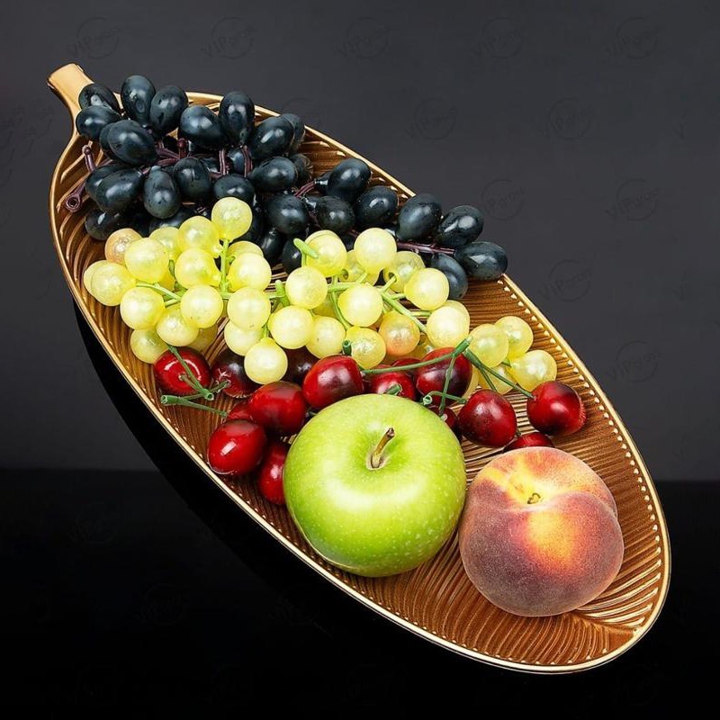PLATEAU DECO OR FEUILLE 40 X 16.5 CM