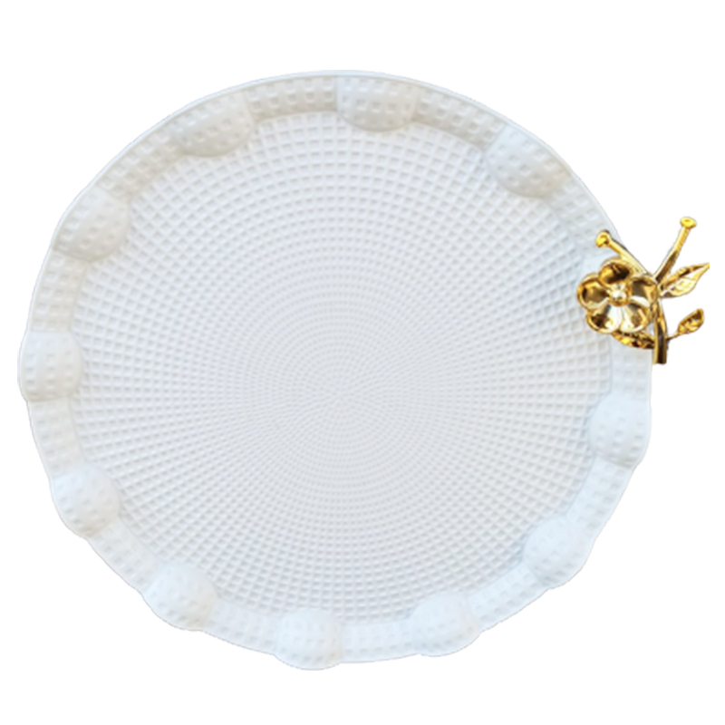 PLATEAU DECO ROND MIX:BLANC-NOIR-MRRON