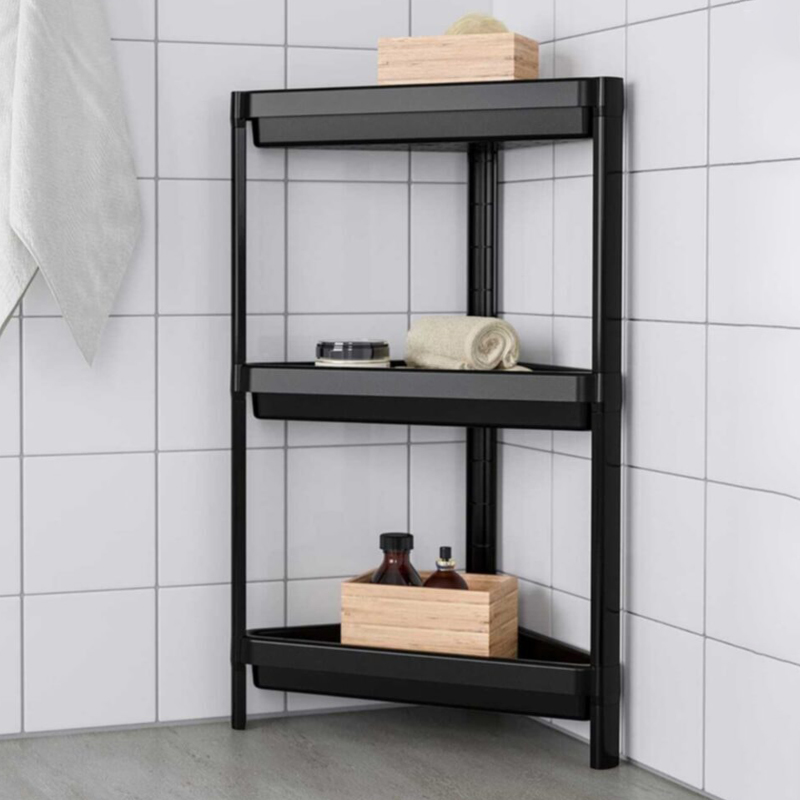 ETAGERE ANGLE 3 NIVEAUX 33*33*71 CM (MIX BLANC-NOIR)