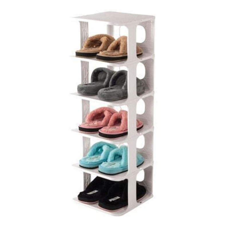 RANGE CHAUSSURES 5 NIVEAUX 28*25*80 CM (MIXE BLANC-GRIS)