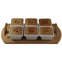 SET PLATEAU CERAMIQUE/BOIS 6 PIECES 38X24X6 CM
