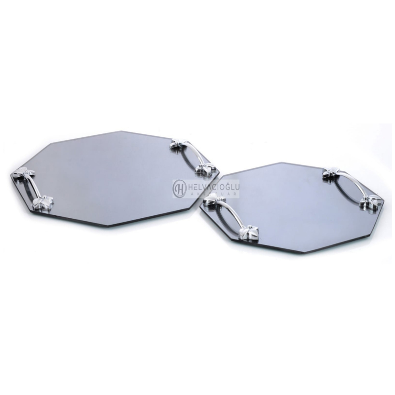 SET 2 PLATEAUX DECO 20-25CM ARGENT