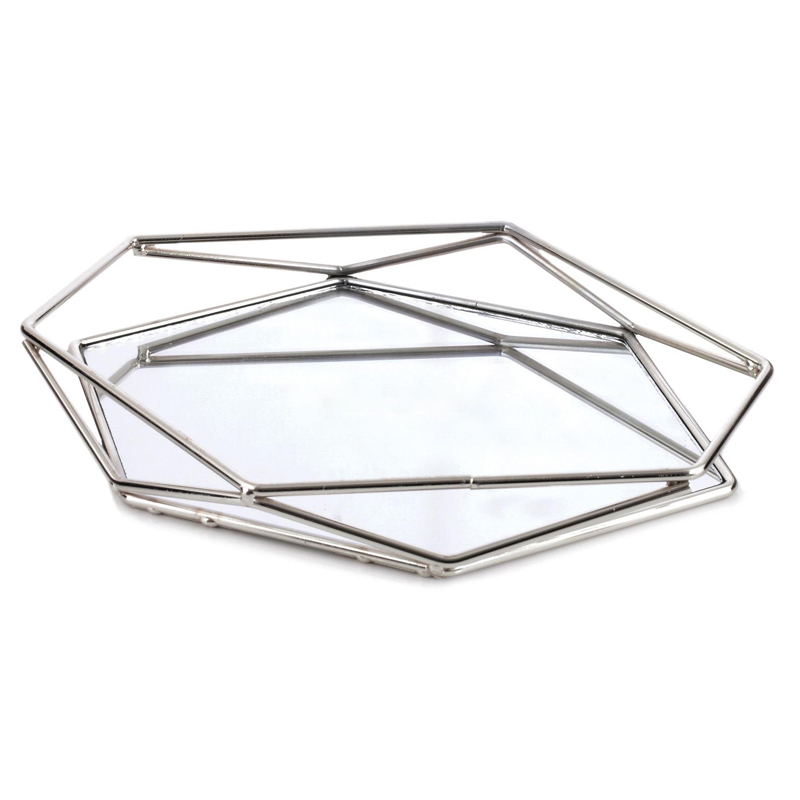 PLATEAU DECO 33X29CM MIX OR-ARGENT