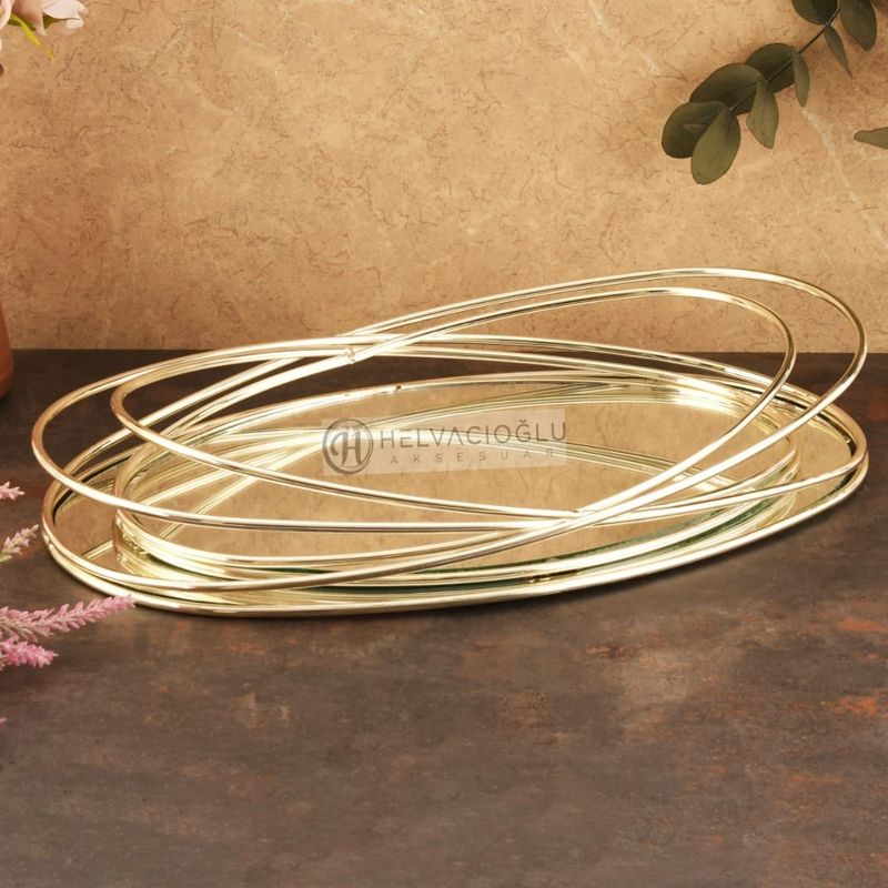 PLATEAU DECO 25X39CM ARGENT