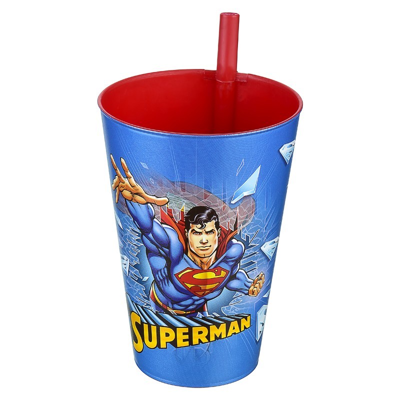 GOBELET ENFANT 400 CC AVEC PIPETTE SUPERMAN/BATMAN
