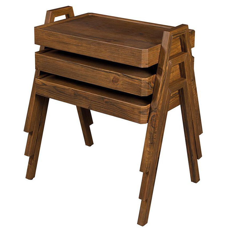 SET 3 TABLES - 33 X 48 X 44 CM MARRON