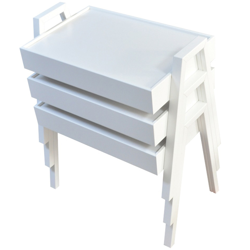 SET 3 TABLES - 33 X 48 X 44 CM BLANC