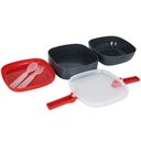 BOITE A DEJEUNER TRIO MIX BEIGE-BLANC/ROUGE-NOIR