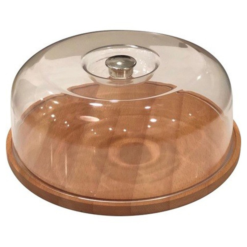 BOITE GATEAU BOIS COUVERCLE PLASTIQUE - 28 X 13 CM