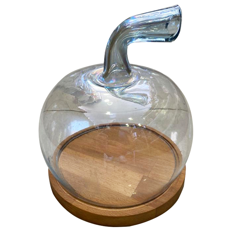 PLATEAU BOIS COUVERCLE VERRE - 20 CM