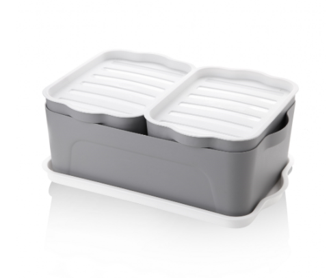 SET 3 BOITES RANGEMENT AVEC COUVERCLE : 2L/2L/5L