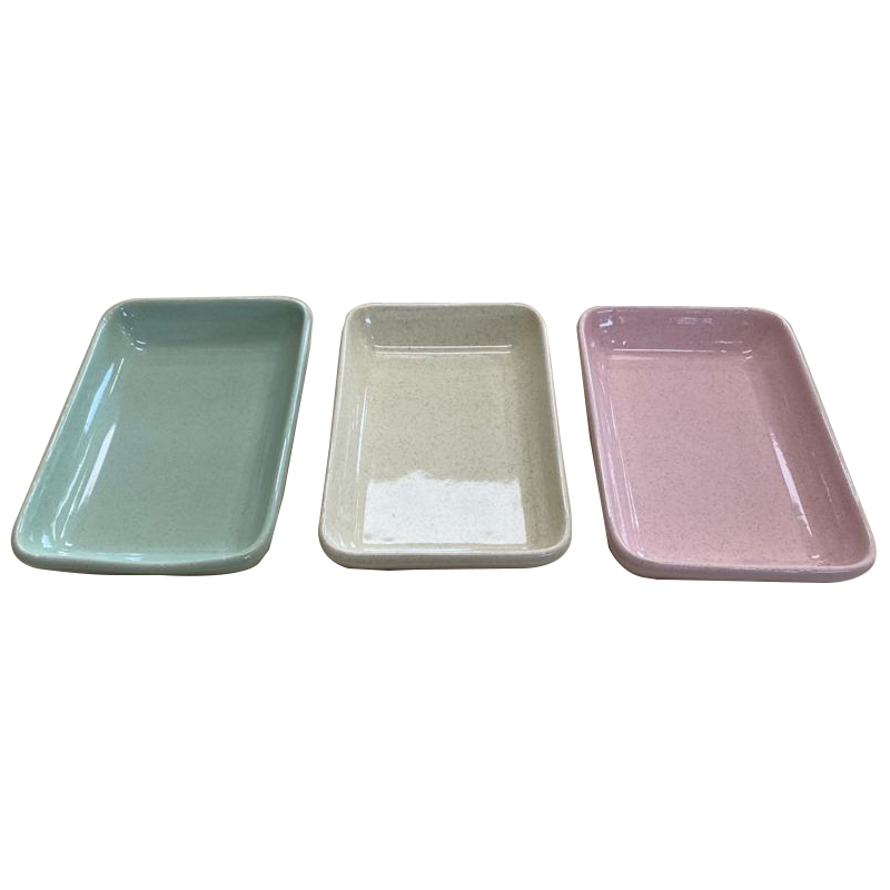 PETITE ASSIETTE CERAMIQUE ROSE/BLEU/BLANC/VERT 18X12 CM
