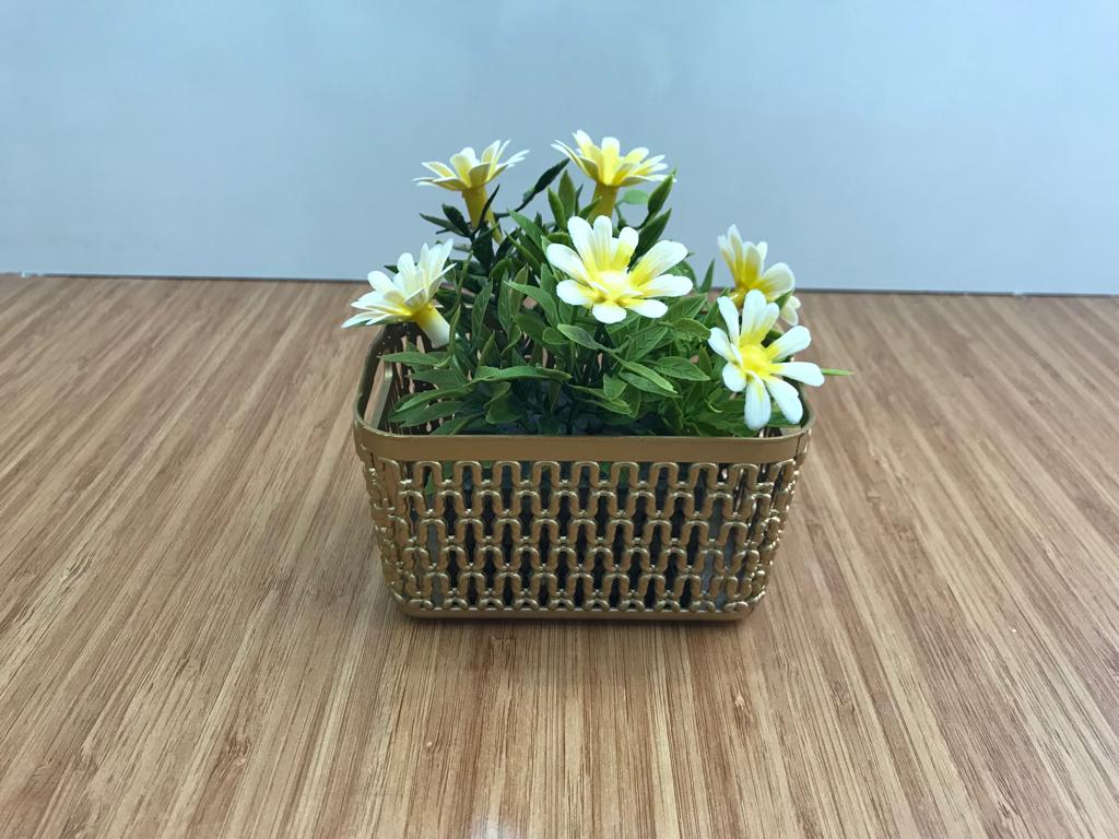 FLEUR  DECO PANIER DOREE