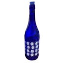 BOUTEILLE VERRE 750 CC  (BLEU/BLANC)