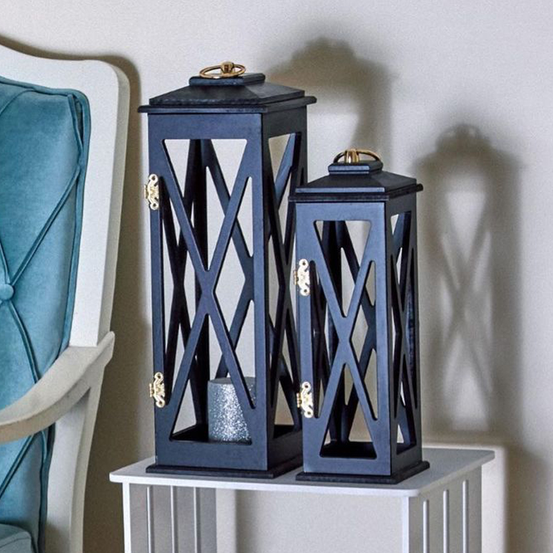 SET 2 PORTE BOUGIES DECO - 42 - 32 CM NOIR