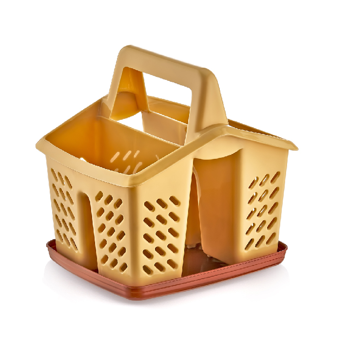 EGOUTOIR COUVERTS AVEC BAC 17X15X17 CM MIX GRIS/BLANC/BEIGE