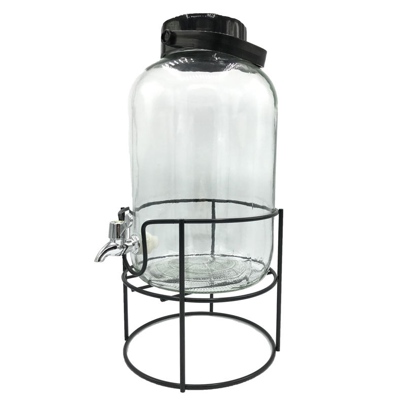 RESERVOIR VERRE 8000 CC AVEC ROBINET ET SUPPORT METAL