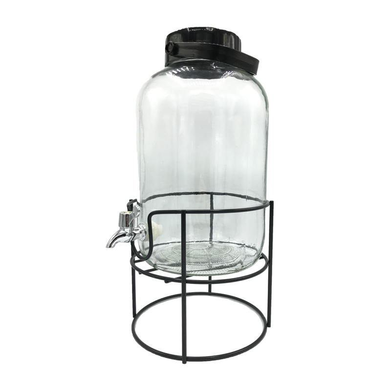 RESERVOIR VERRE 5000 CC AVEC ROBINET ET SUPPORT METAL