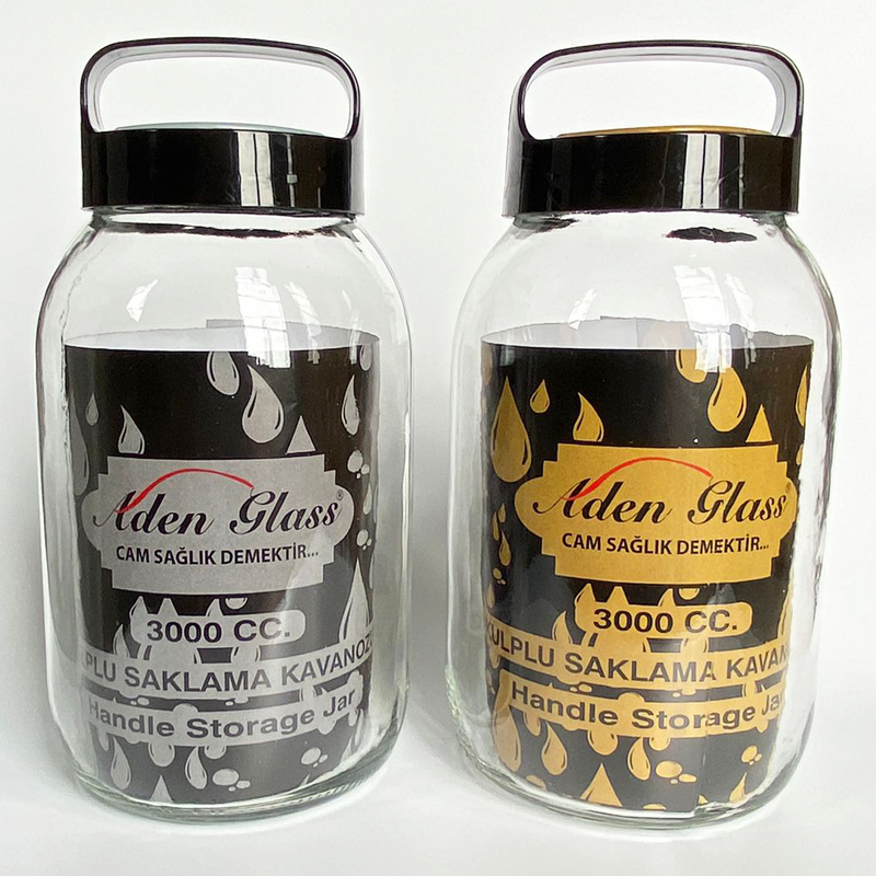 BOCAL VERRE AVEC POIGNEE 3000 CC MIX OR-ARGENT