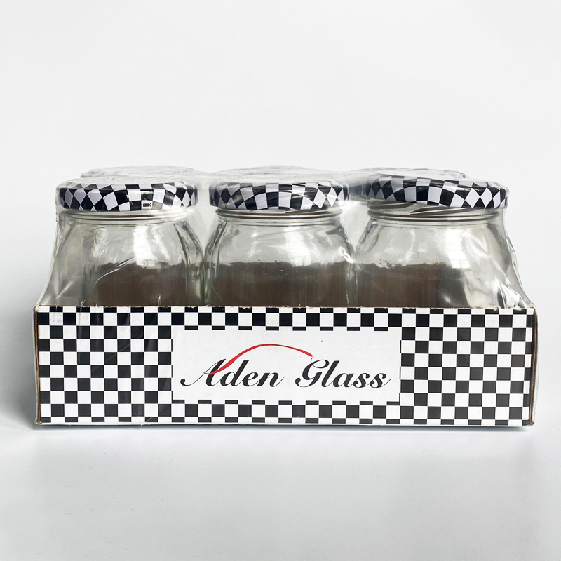 SET 6 BOITES VERRE AVEC COUVERCLE METAL 190 CC