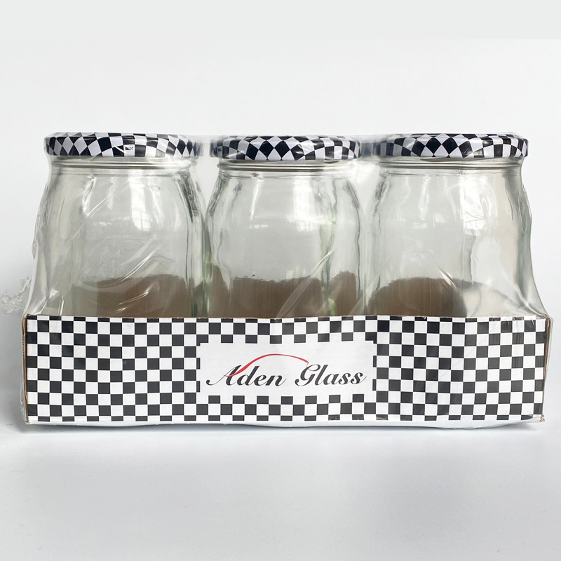 SET 6 BOITES VERRE AVEC COUVERCLE METAL 370 CC