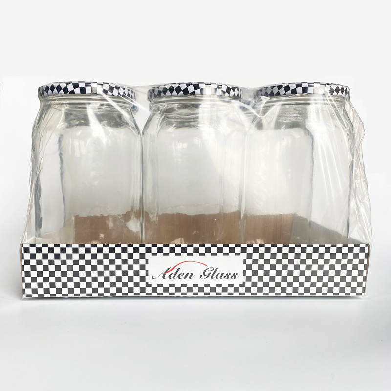SET 6 BOITES VERRE AVEC COUVERCLE METAL 1000 CC