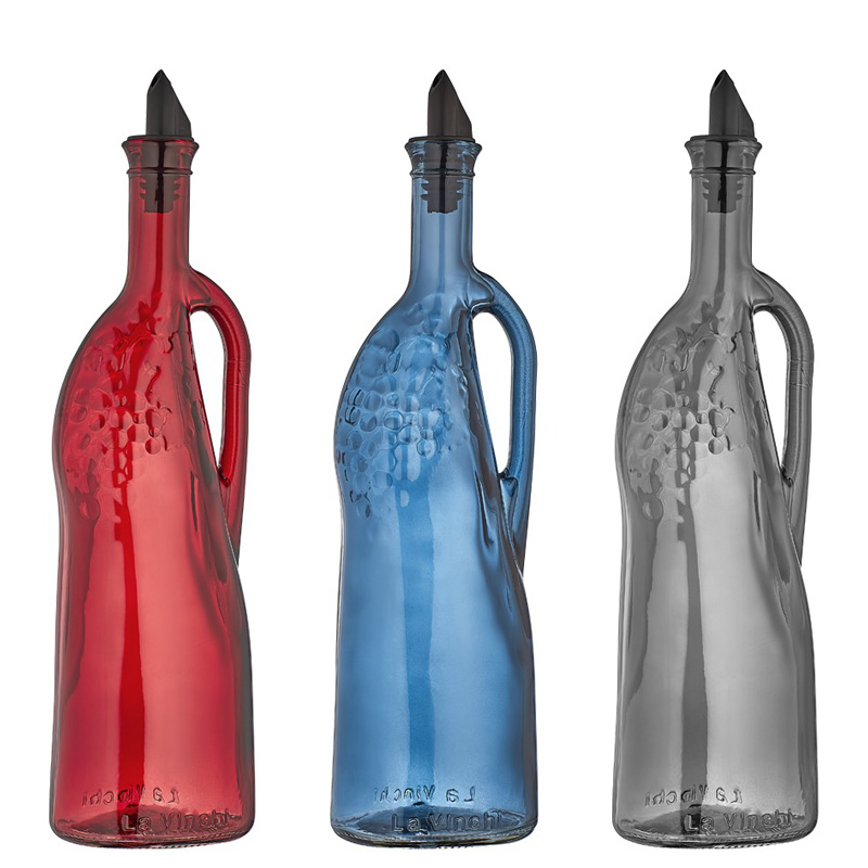 BOUTEILLE HUILE D'OLIVE VERRE 750CC MIX BLEU/GRIS/BORDEAUX