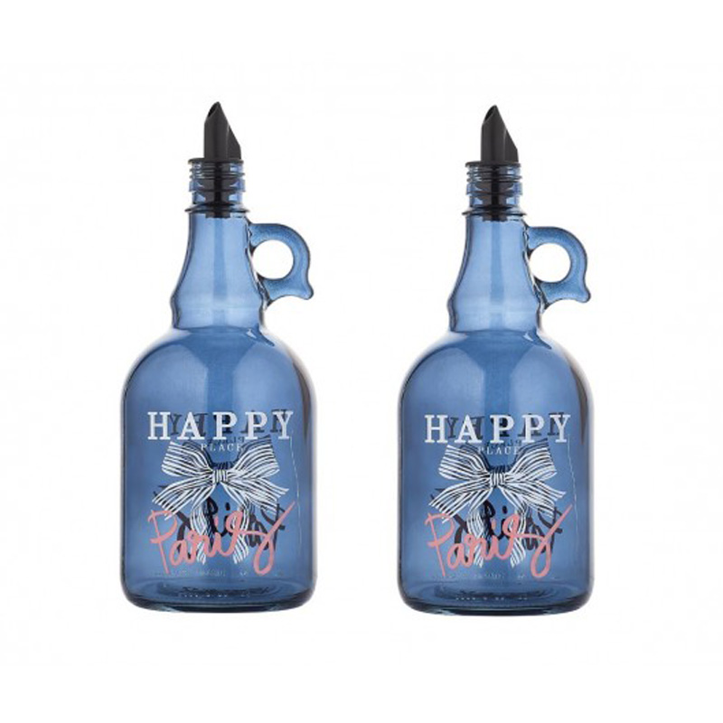 BOUTEILLE HUILE D'OLIVE VERRE 1000CC MIX BLEU/GRIS