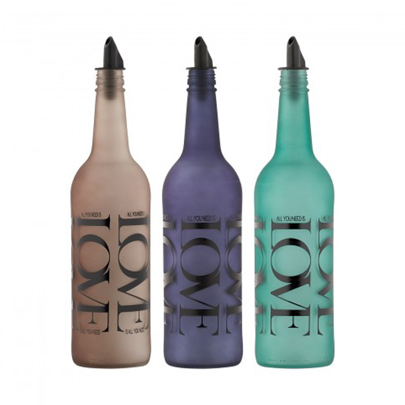 BOUTEILLE HUILE D'OLIVE DESIGN LOVE VERRE 750CC MARRON/BLEU/VERT