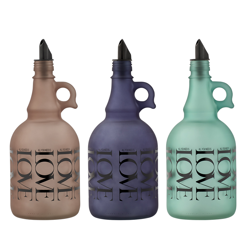 BOUTEILLE HUILE D'OLIVE DESIGN LOVE VERRE 1000CC MARRON/BLEU/VERT