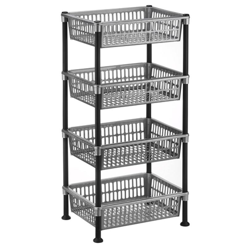 ETAGERE TRANSPARENTE 4 NIVEAUX MIX BLANC / GRIS