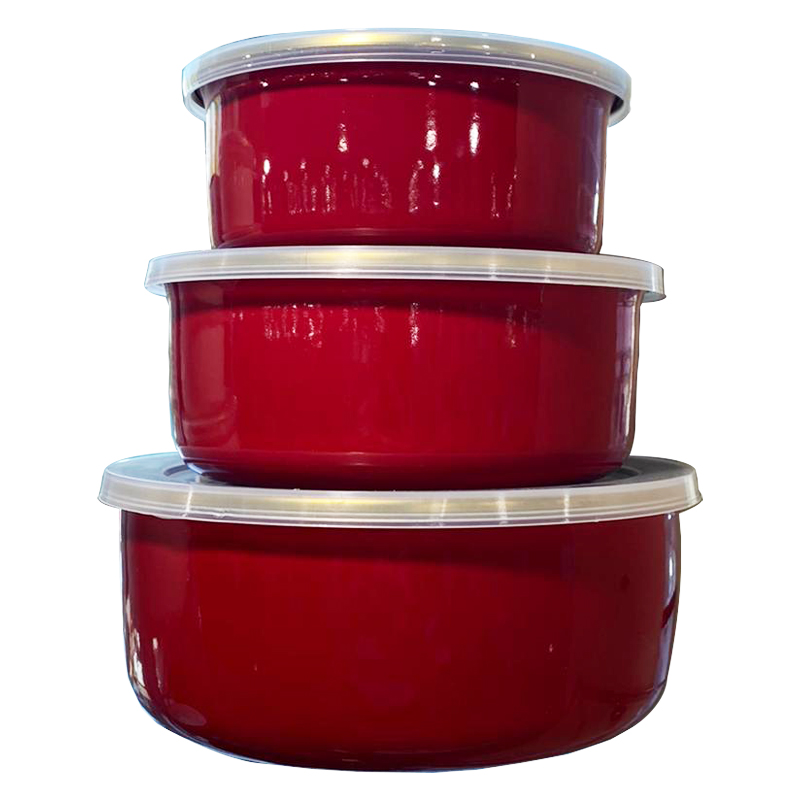 SET 3 BOITES RANGEMENT ENAMEL (METAL) 12-14-16 CM