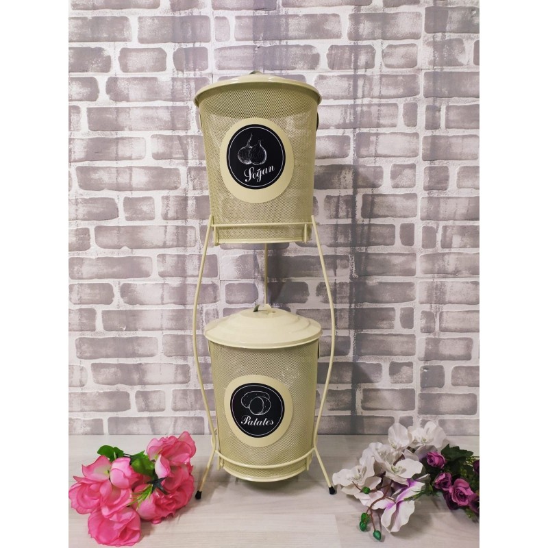RANGEMENT METAL 2 NIVEAUX 6/6 KG . CREAME