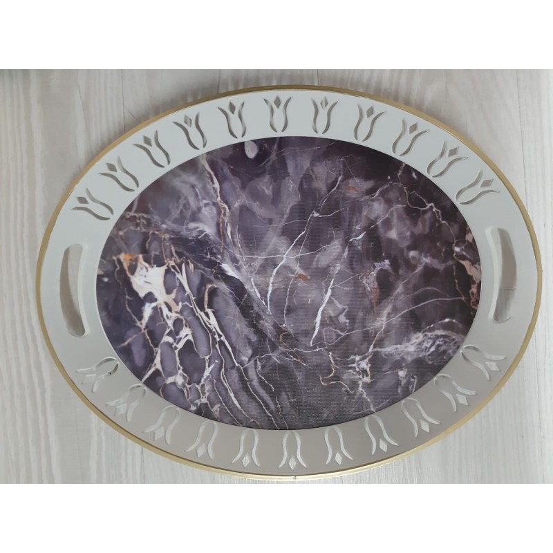 PLATEAU NOUVEAU  DESING BLANC DORE